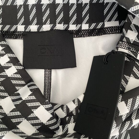 NWT ONA by YOON CHUNG Leggings Houndstooth Black White Active Sport M - Picture 5 of 6